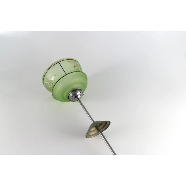 Art Deco French Green Glass Ceiling Lamp, 1930s For Sale - Image 11 of 18