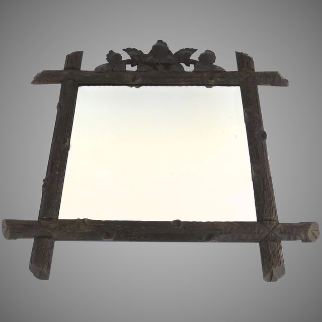 Black Forest Carved Frame Mirror with Leaf and Branch Motif For Sale In Denver - Image 6 of 6