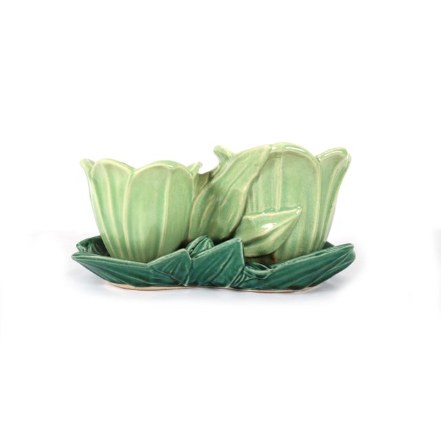 Set of 2 Vintage McCoy Planters - Birds and Tulips Double Planters For Sale - Image 4 of 14