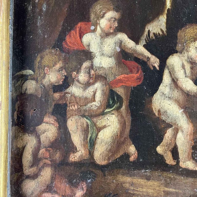 Nude, Landscapes with Putti, 1800s, Oil Painting on Panel, Framed, Set of 2 For Sale - Image 8 of 10