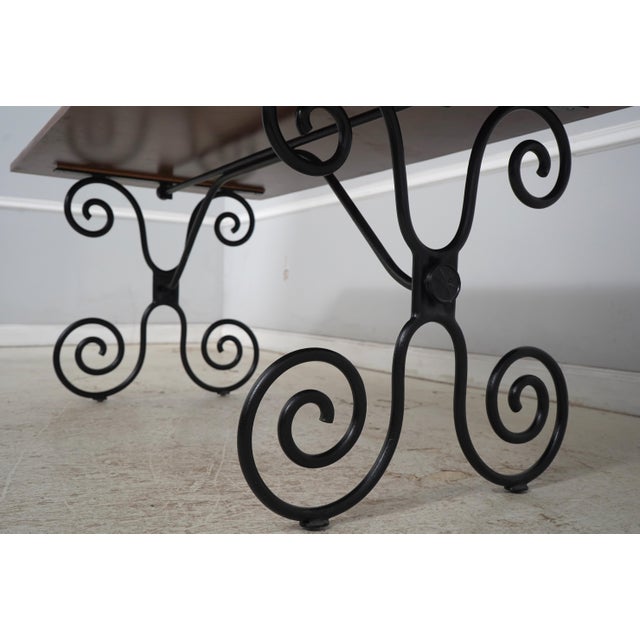 Scrolled Iron Base Coconut Top Dining Room Table For Sale In Philadelphia - Image 6 of 14