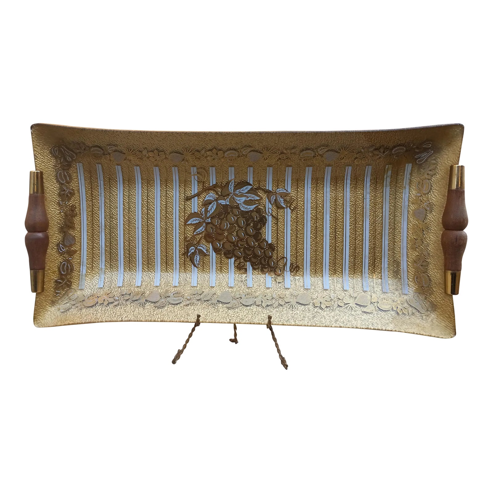 1950s Mid Century Marcel Guval Rectangular Handles Tray in Fused Gold ...