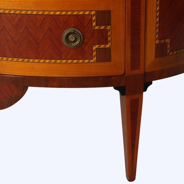 Early 20th Century Early 20th Century Pair Italian Hepplewhite Style Satinwood & Rosewood Inlaid Demilune Consoles For Sale - Image 5 of 15