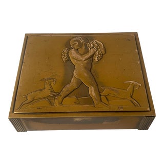 Vintage Rockwell Kent Bacchus Cigarette Box for Chase Chrome & Brass For Sale