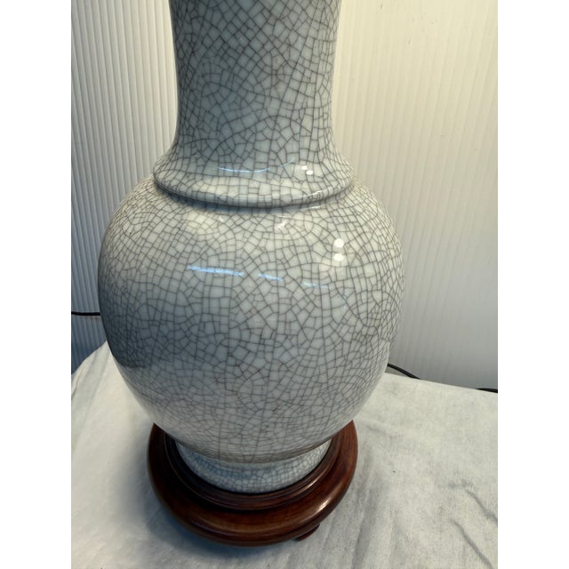 Antique Style Chinese Vase With Crackle Glaze Table Lamps, Pair For Sale - Image 9 of 11