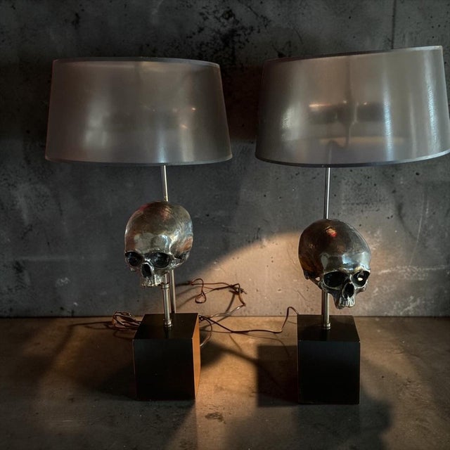 Extruder Skull Table Lamps from Eichholtz, 2000, Set of 2 For Sale - Image 9 of 10