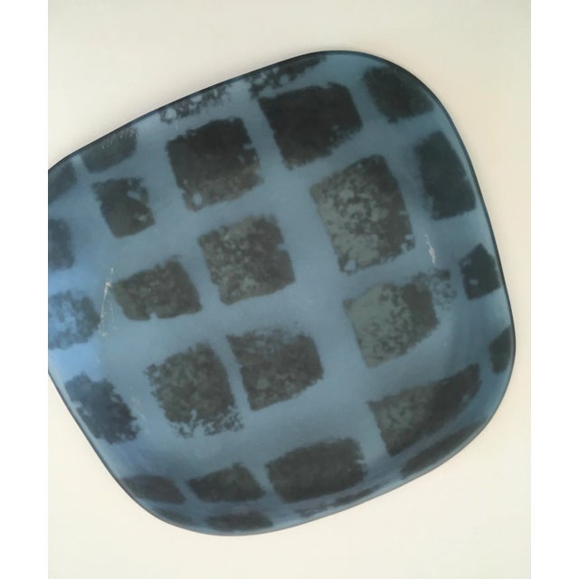 Aqua Square Aqua Teal & Gilt Gold Platinum Serving Platter Tray by Renown California Artisan Annieglass For Sale - Image 8 of 10