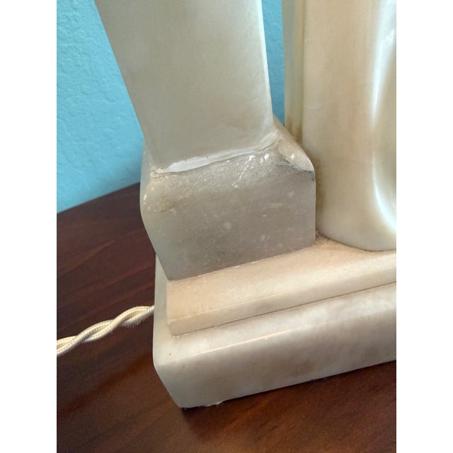 1930s Alabaster Carved Figural Table Lamp For Sale - Image 17 of 17