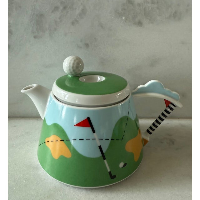 Vintage Karlovarsky Porcelain Thun Studio Novelty Golf Tea Set For Sale - Image 4 of 13