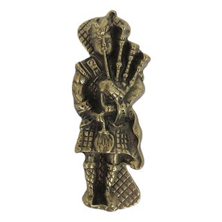 Scottish Bag Piper Door Knocker Solid Brass Made in England For Sale