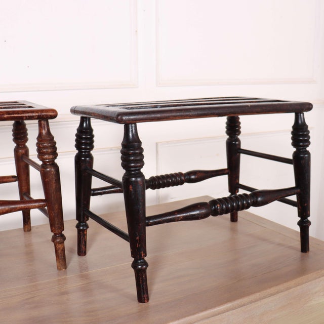 Pair of 19th C beech luggage stand This piece is designed in the style of the selected designer and/or manufacturer