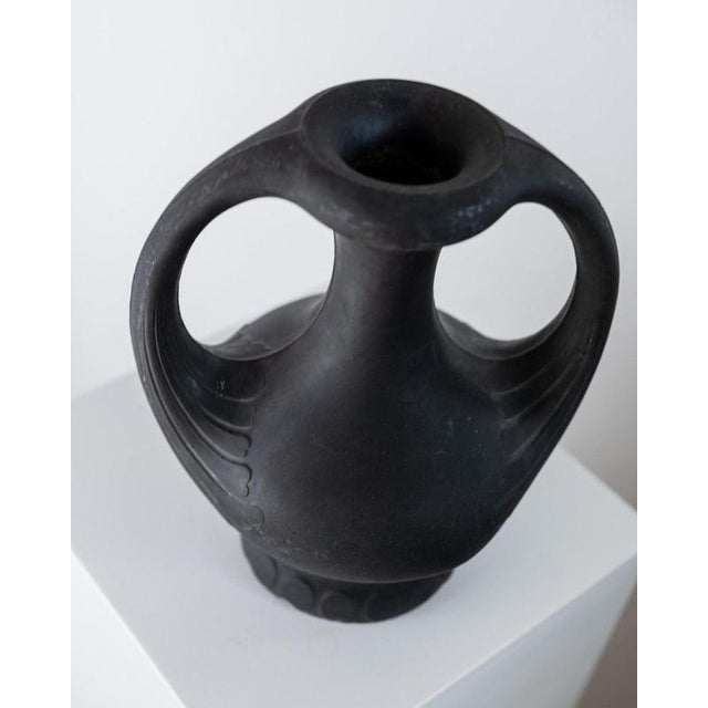 Antique Sculptural Black Lavanite Stone Vase, 1920s For Sale - Image 6 of 14