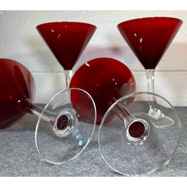 Mid 20th Century Vintage Ruby Red Martini Glasses- Set of 4 For Sale - Image 5 of 5
