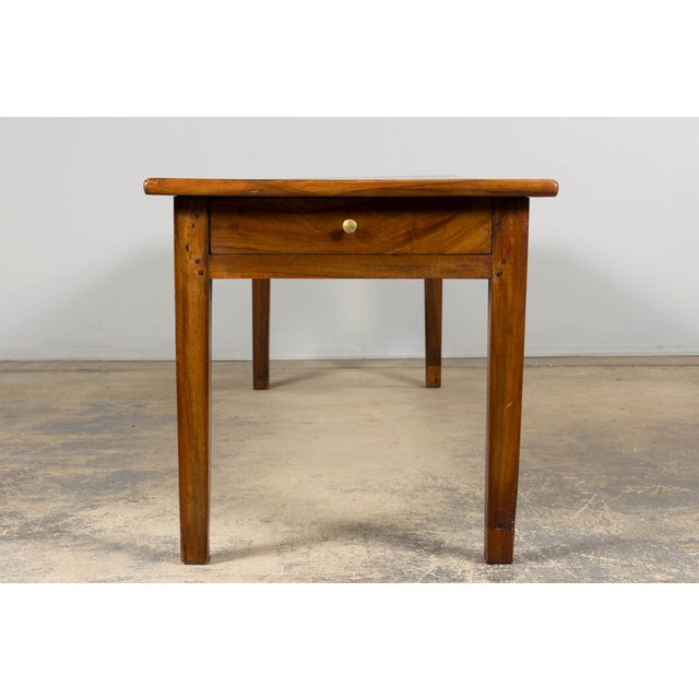 Late 19th Century French Provincial Walnut Farmhouse Table With Four Drawers For Sale - Image 10 of 18