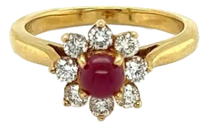 Tiffany & Co. Diamond Ruby 18k Yellow Gold Floral Ring - Size 4.5