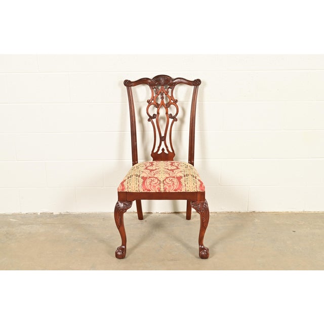 Ethan Allen Chippendale Carved Mahogany Dining Chairs, Set of Eight For Sale - Image 10 of 15