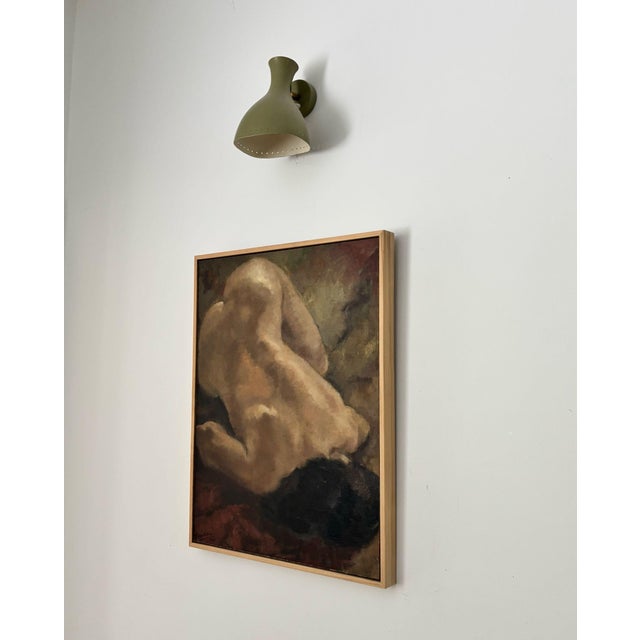 Beautiful painting of a reclining female nude. Wonderful color tones. Signed and dated in the lower left corner. 1940...