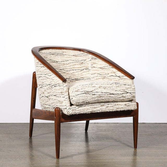 Mid-Century Modernist Tub Back Club Chair W/ Walnut Tapered Sculptural Supports For Sale - Image 14 of 17