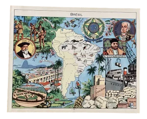 Illustrated Map of Brazil by Émile-Joseph-Porphyre Pinchon, 1948