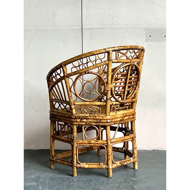 Vintage Boho Medallion Back Bamboo Brighton Pavillon Chair For Sale - Image 10 of 12