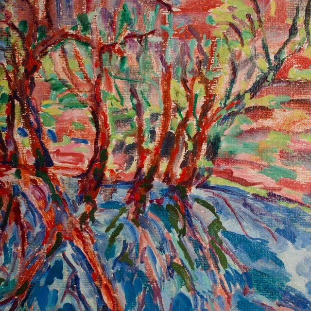 Elisabeth Merlicek (Austrian B. 1911- D. 1988) "Fruhling Am Teich" Oil Painting For Sale - Image 9 of 13