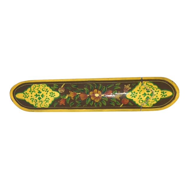 Vintage Qajar Qalamdan Lacquered & Painted Paper Mache Quill Pen Case For Sale