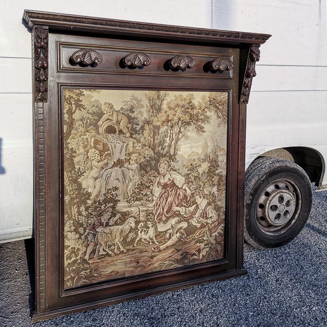 Wall Coat Rack with Tapestry, 1900s For Sale - Image 3 of 18