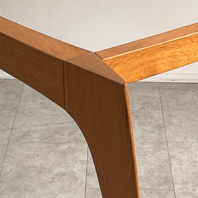 Italian Sculptural Geometric Oak and Glass Table, 1980s For Sale - Image 9 of 11