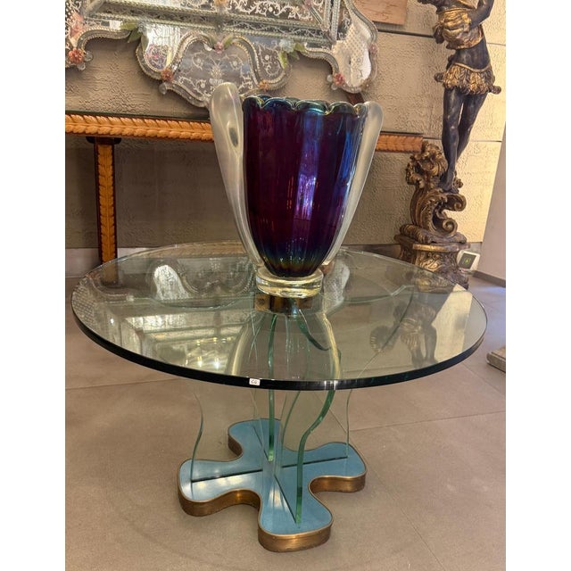 Art Deco Style Iridescent Murano Glass Vase, 1980s For Sale - Image 3 of 11