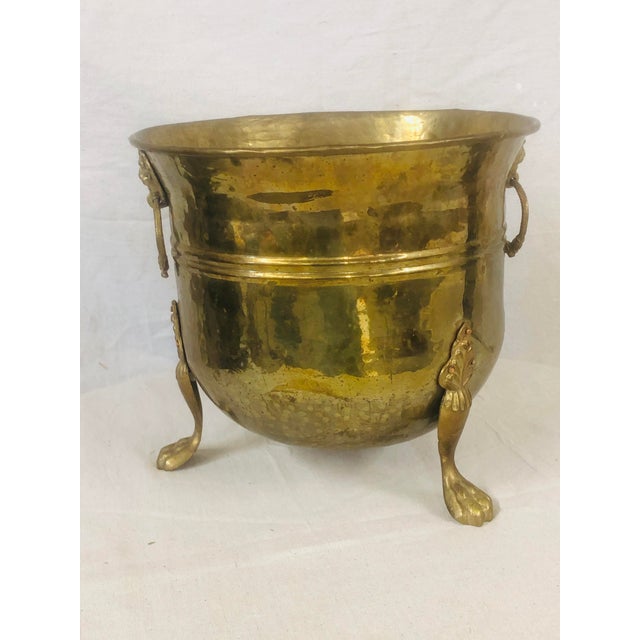 Brass Flower Pot With Lions Head Handles And Paw Feet Chairish