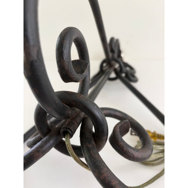 Vintage Wrought Iron Scrollwork Table Lamp For Sale - Image 11 of 12