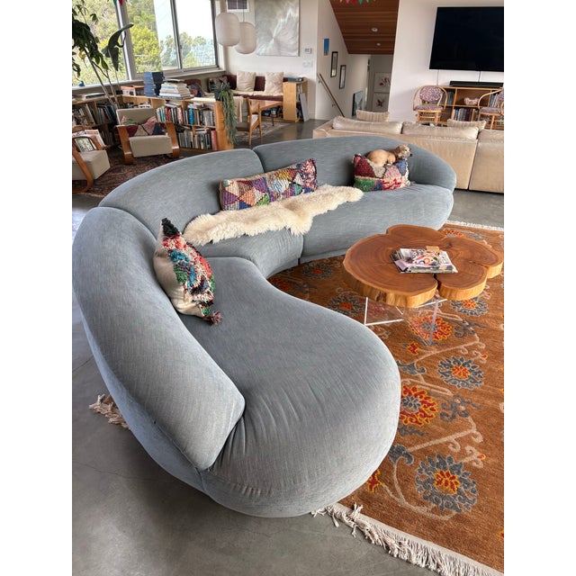 Textile Attributed to Milo Baughman Serpentine Sectional Sofa Mid Century Modern For Sale - Image 7 of 12