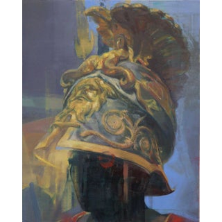 Under the Mermaid Spell by Elena Burykina | Oil on panel depicting a figure in a decorative helmet. For Sale