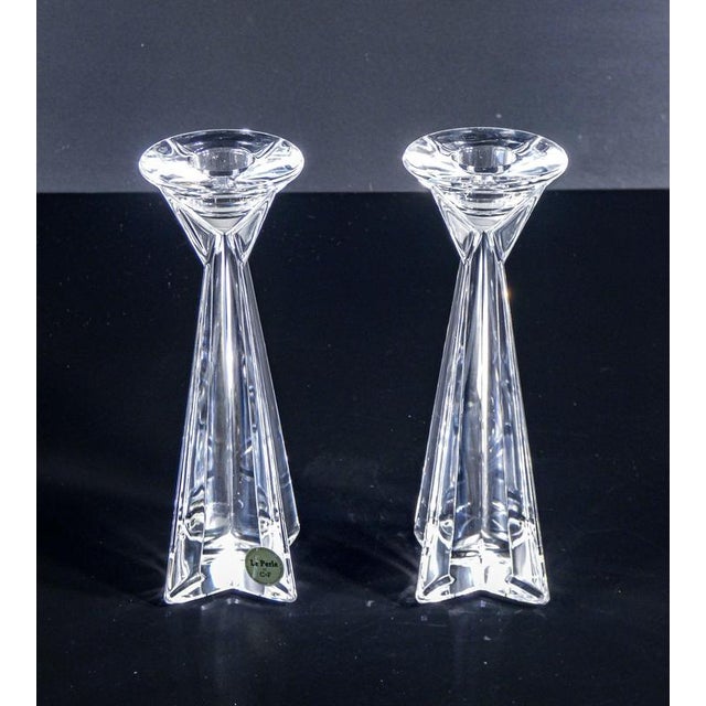 Pair of crystal candlesticks, designed by le perle by c&f. Italy, 1990s. Origin: italy. Period: 1990s. Designer: le perle...