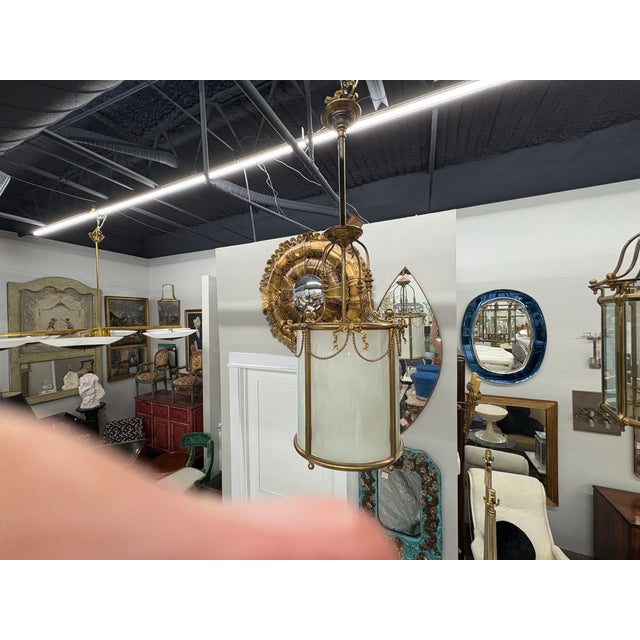 French 1940s French Louis XVI Style Bronze Lantern For Sale - Image 3 of 16