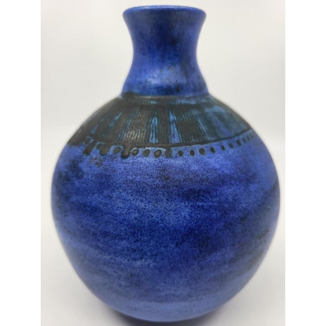 Jacques Blin Vase in Blue Ceramic by Jacques Blin, France, 1970s For Sale - Image 4 of 8