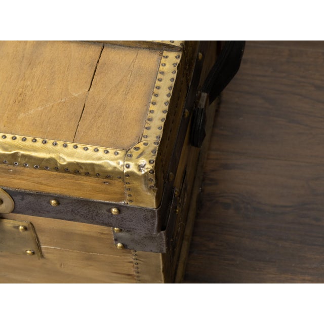 French 1930s Lavolaille Pine Trunk with Maker's Label and Monogram For Sale - Image 12 of 12