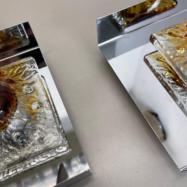 Murano Glass and Chrome Metal Wall Lights from Mazzega, Italy, 1970s, Set of 2 For Sale - Image 15 of 18