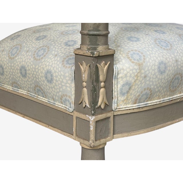 Gustavian, Lounge Chairs, Grey Paint Decorated, Fabric, Sweden, 19th C. For Sale - Image 12 of 13