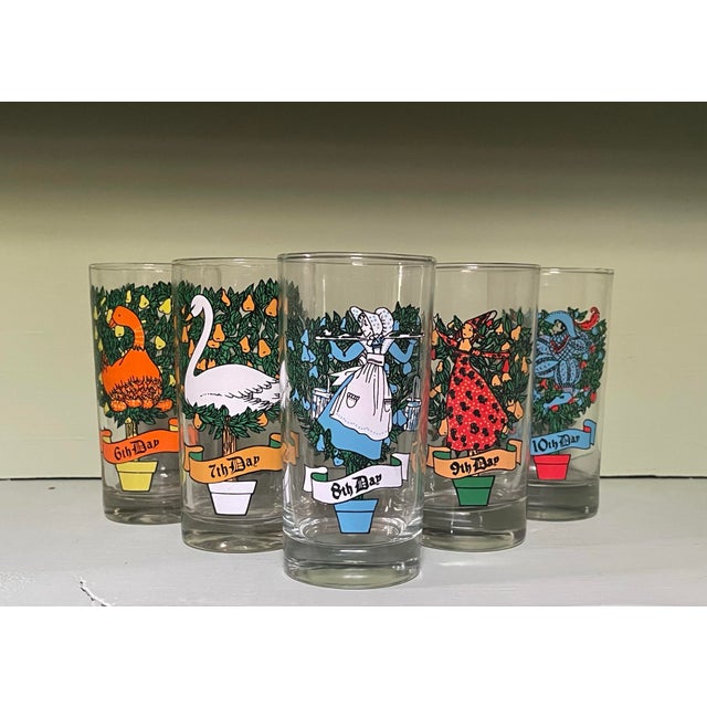 Mid 20th Century 12 Days of Christmas Tumblers- Set of Twelve For Sale - Image 4 of 6