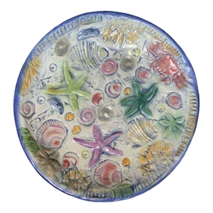 Late 20th Century Large Contemporary Seaside Coastal Pottery Plate
