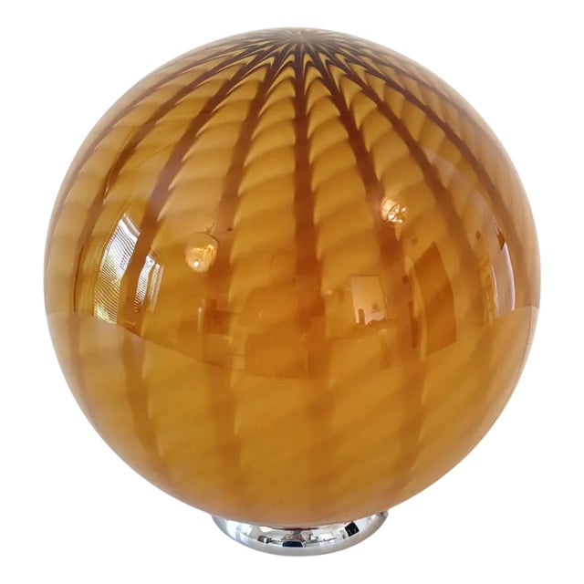 Amber and Brown Spider Sphere Table Lamp in Murano Glass by Simoeng For Sale