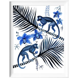 "Blue Monkeys, Cymbidium Orchids & Palms" by Sally Browne For Sale