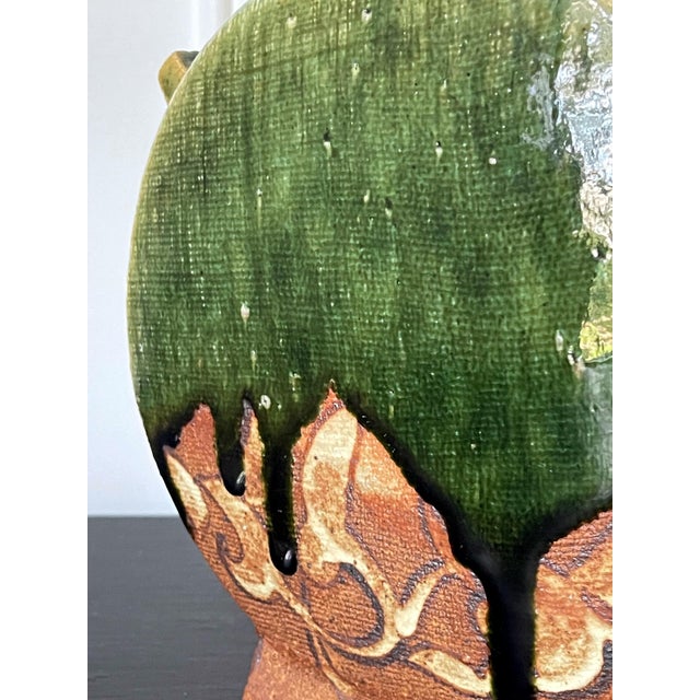 Modern Japanese Studio Pottery Oribe Moon Flask Vase by Ken Matsuzaki For Sale - Image 12 of 18