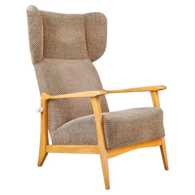 Mid-Century Modern Wingback Lounge Chair attributed to Krásná Jizba, Prague, 1960s For Sale - Image 10 of 10