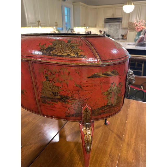 1990s 1990s Theodore Alexander Red Tole Chinoiserie Planter For Sale - Image 5 of 12