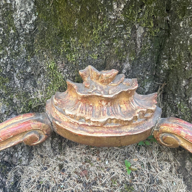 Rococo Italian Marble Top Rococo Gilt Bracket Console With Stretcher For Sale - Image 3 of 10
