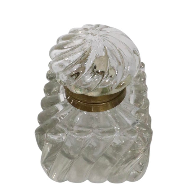 English Antique 19th Century Swirl Pattern Inkwell After Baccarat For Sale - Image 3 of 10