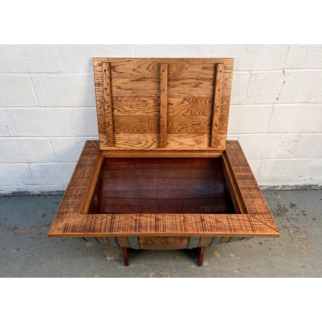 Late 20th Century Distressed Half-Barrel Lift-Top Coffee Table For Sale - Image 9 of 16
