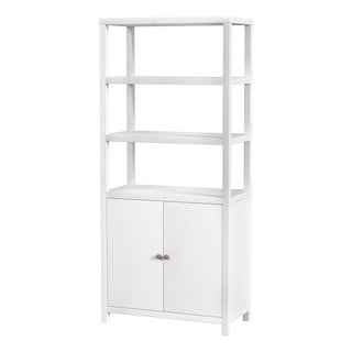 Nora 32 in W. x 72 in. H Wood 3- Tier Etagere Bookcase, White For Sale